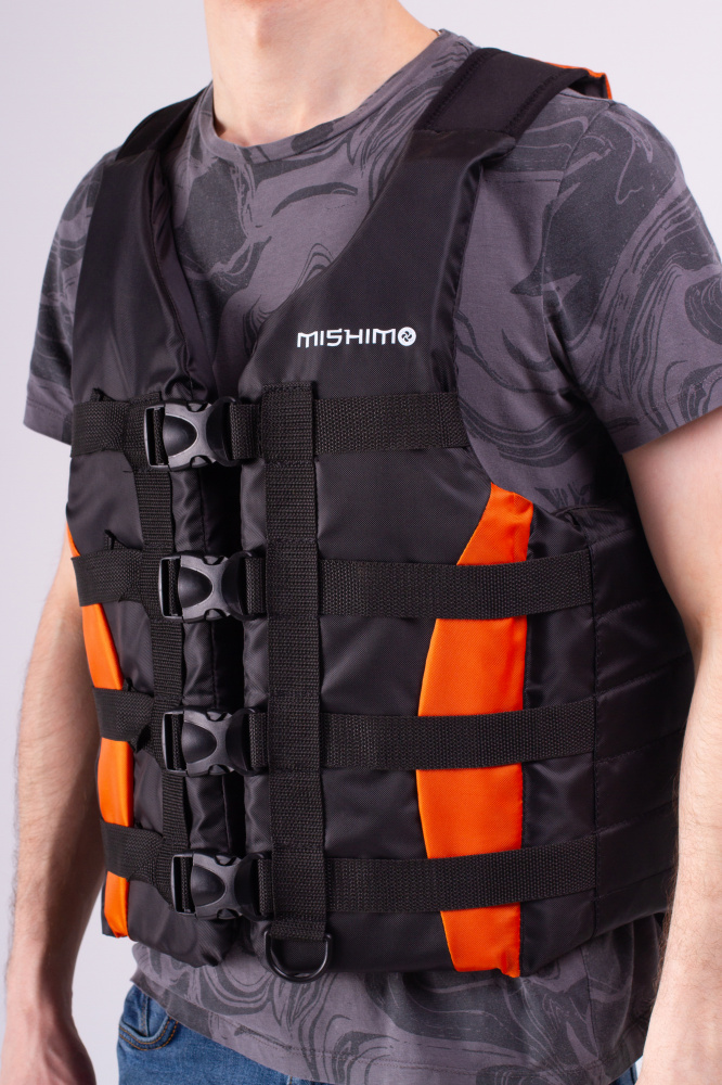Жилет спасательный MISHIMO PRO Премиум качества Черно-оранжевый в Долгопрудном