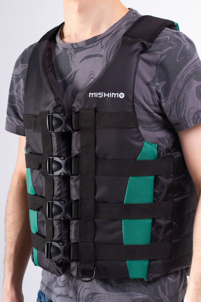 Жилет спасательный MISHIMO PRO Премиум качества Черно-зеленый в Долгопрудном