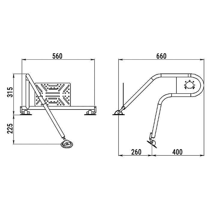 Стойка рулевая с креплением на баллон надувной лодки 25мм в Долгопрудном