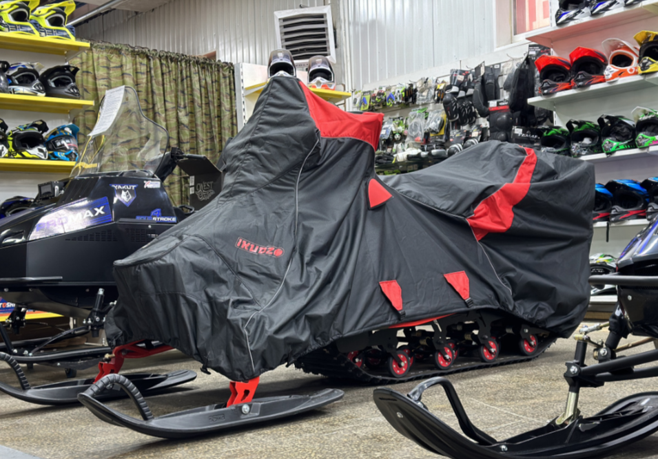 Чехол транспорт. снегохода IKUDZO HUNTER черно-красный Оксфорд ПРЕМИУМ качества с лого IKUDZO в Долгопрудном