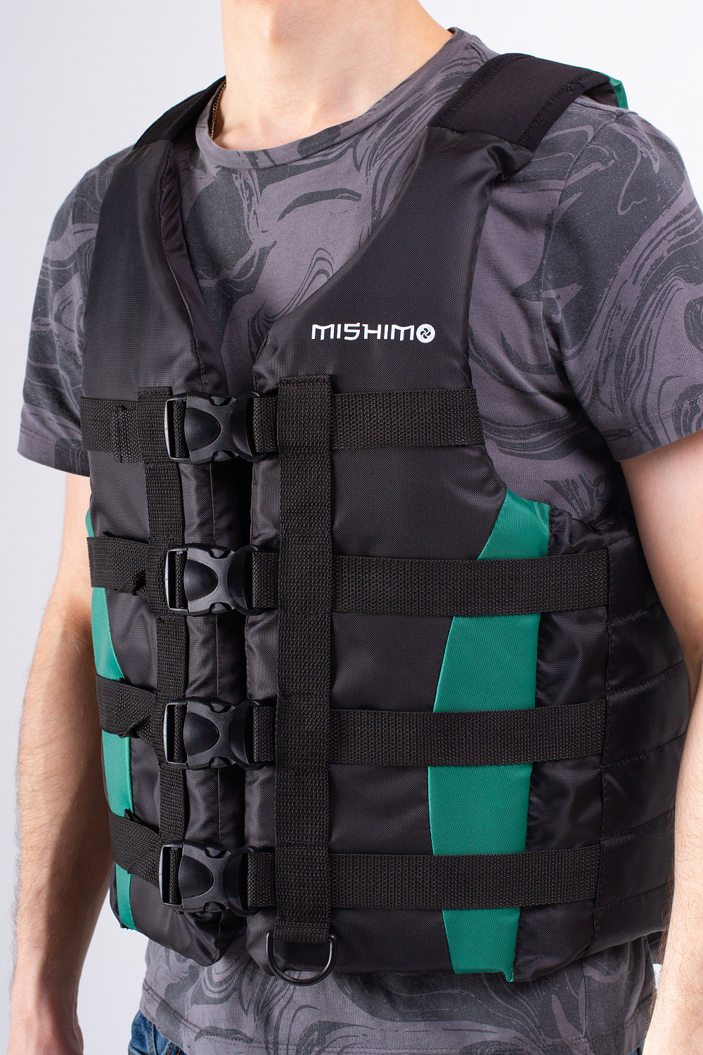 Жилет спасательный MISHIMO PRO Премиум качества Черно-зеленый в Долгопрудном