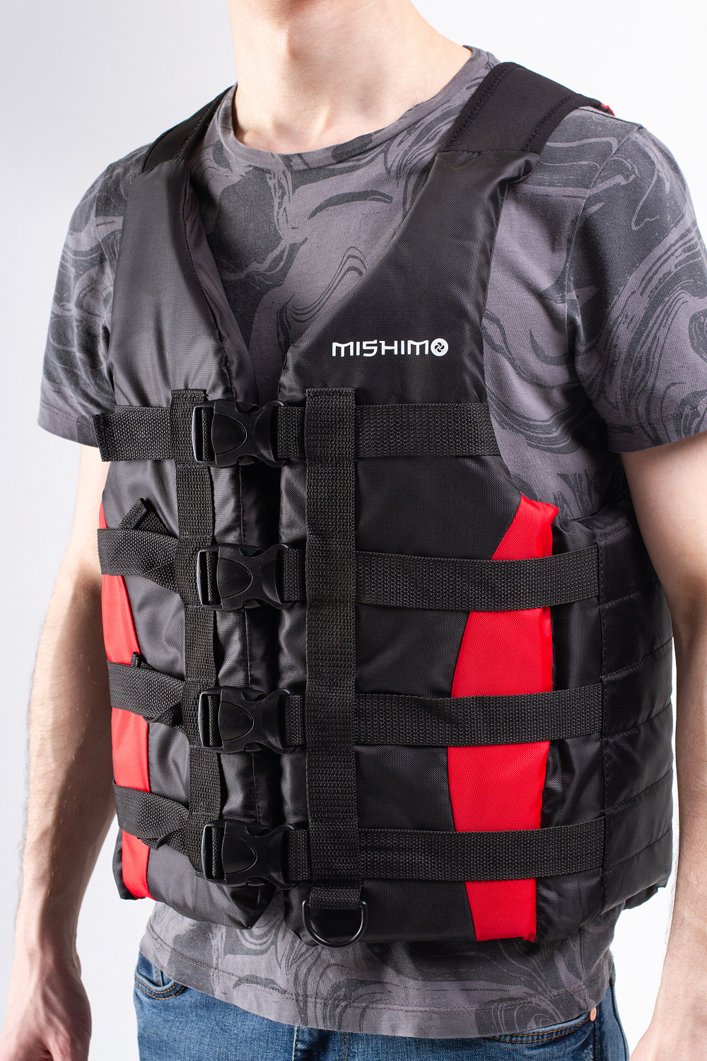 Жилет спасательный MISHIMO PRO Премиум качества Черно-красный в Долгопрудном